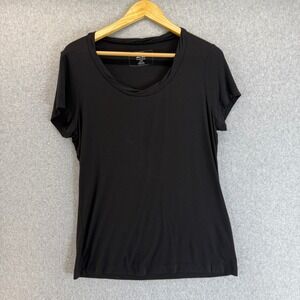 Nautica Sleepwear Womens Large Black Short‎ Sleeve Rolled Neck Lounge Top Casual